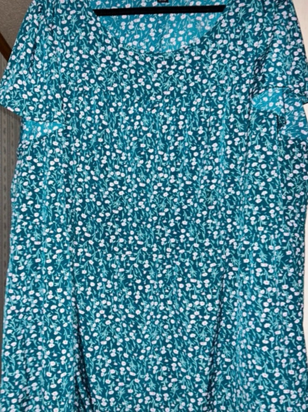 SHEIN Teal Floral Short-Sleeve Tunic